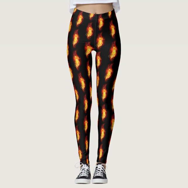 Fire Peacock Feather Leggings (Front)