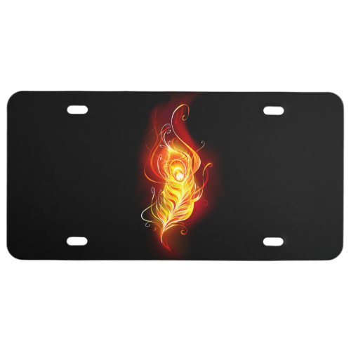 Fire Peacock Feather License Plate