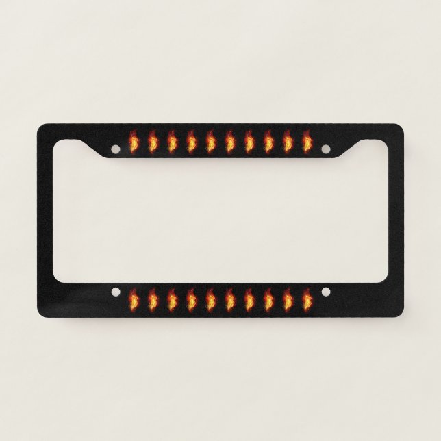 Fire Peacock Feather License Plate Frame (Front)