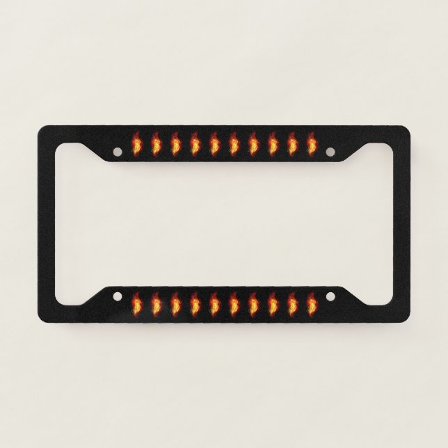 Fire Peacock Feather License Plate Frame (Front)