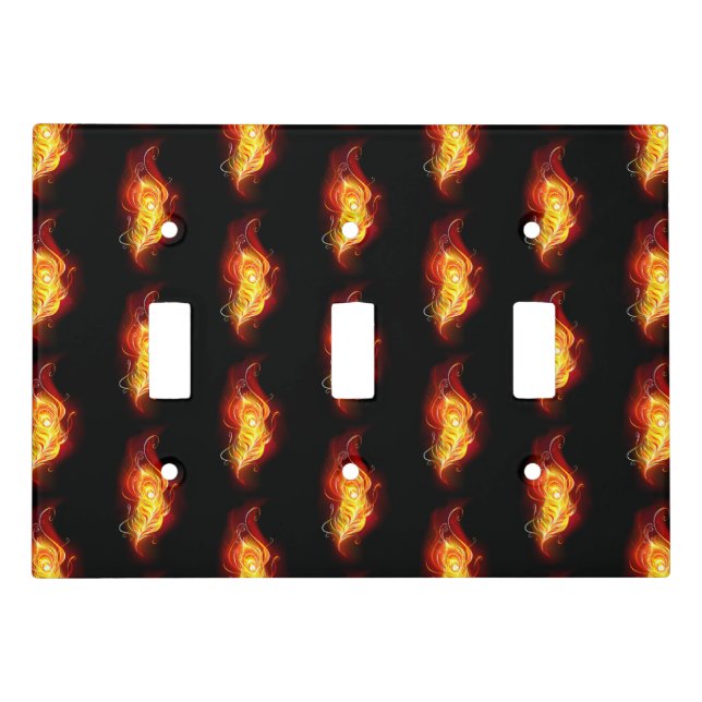 Fire Peacock Feather Light Switch Cover (Front)