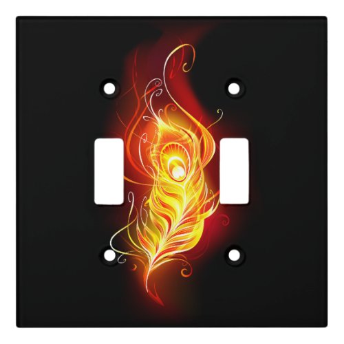 Fire Peacock Feather Light Switch Cover