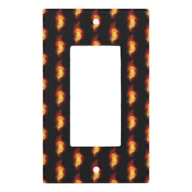Fire Peacock Feather Light Switch Cover (Front)