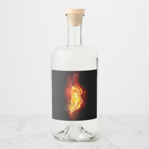 Fire Peacock Feather Liquor Bottle Label