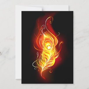 Fire Peacock Feather Magnetic Invitation