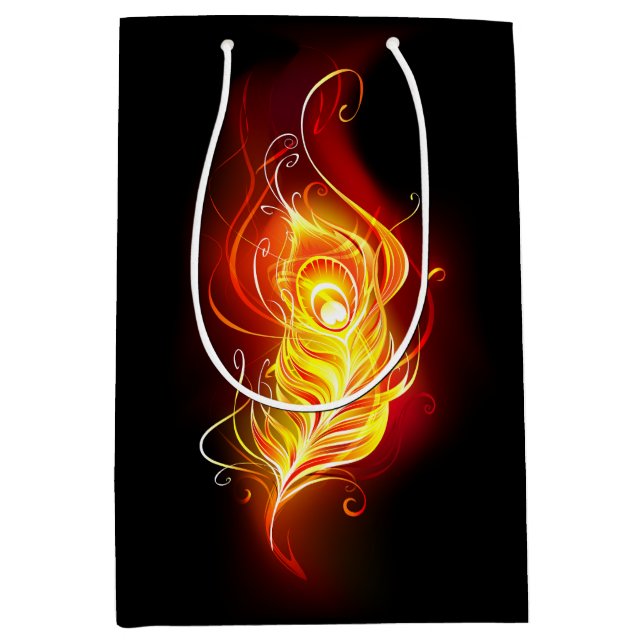 Fire Peacock Feather Medium Gift Bag (Front)