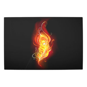 Fire Peacock Feather Metal Print