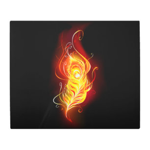 Fire Peacock Feather Metal Print