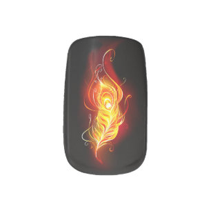 Fire Peacock Feather Minx Nail Art