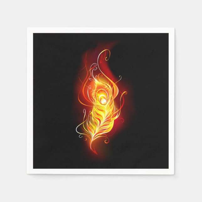 Fire Peacock Feather Napkins (Front)