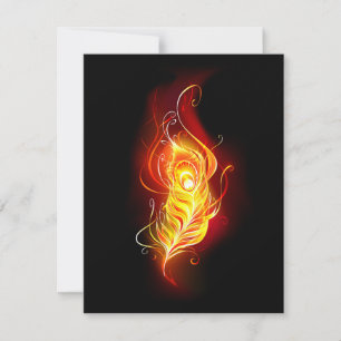 Fire Peacock Feather Note Card