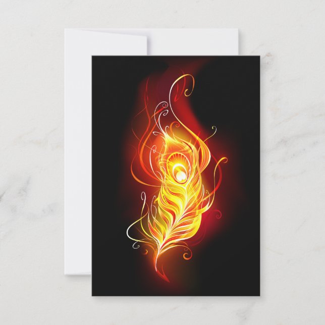 Fire Peacock Feather Note Card (Front)