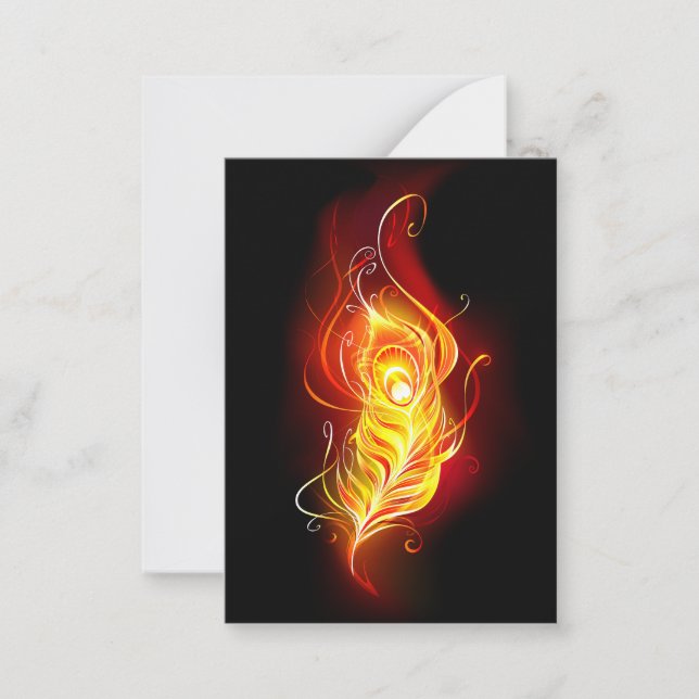 Fire Peacock Feather Note Card (Front)