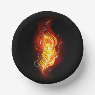 Fire Peacock Feather Paper Bowls
