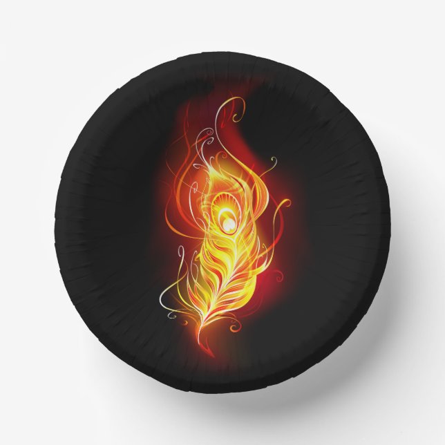 Fire Peacock Feather Paper Bowls (Front)