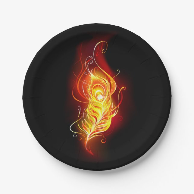 Fire Peacock Feather Paper Plates (Front)