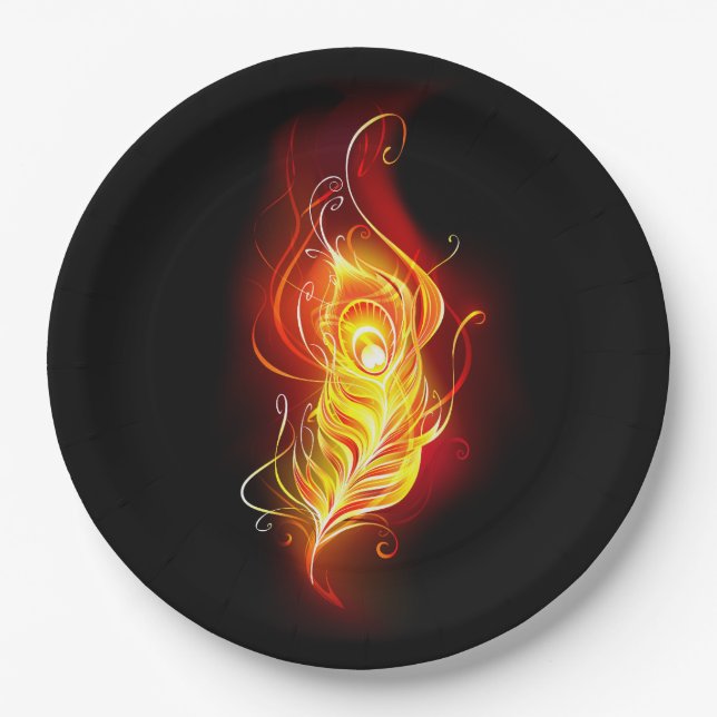 Fire Peacock Feather Paper Plates (Front)