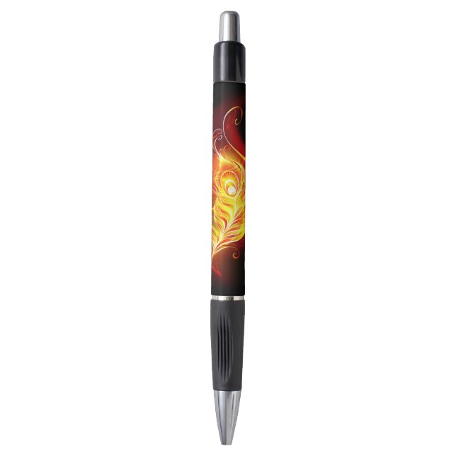 Fire Peacock Feather Pen (Front Vertical)