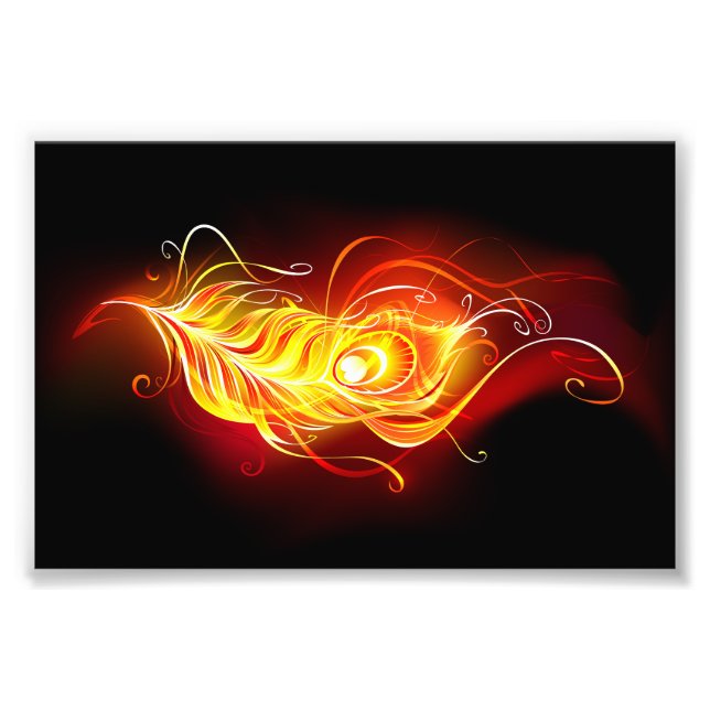 Fire Peacock Feather Photo Print (Front)