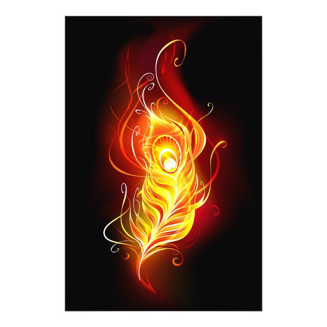 Fire Peacock Feather Photo Print (Front)