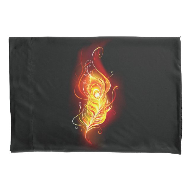 Fire Peacock Feather Pillow Case (Front)