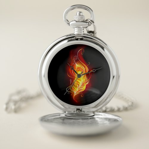 Fire Peacock Feather Pocket Watch