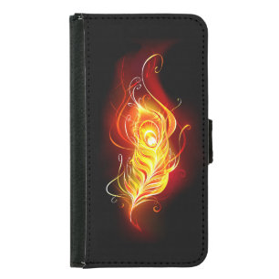 Fire Peacock Feather Samsung Galaxy S5 Wallet Case