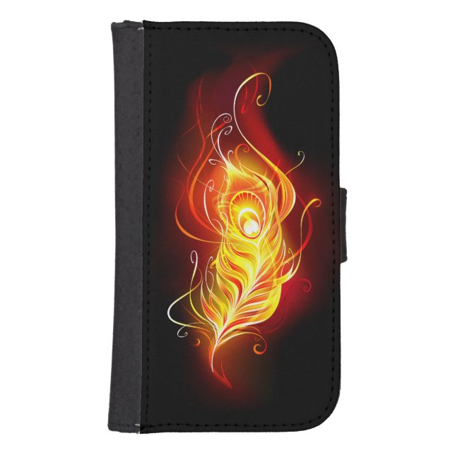 Fire Peacock Feather Samsung Galaxy Wallet Case (Front)