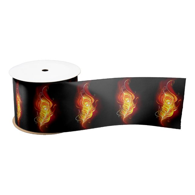 Fire Peacock Feather Satin Ribbon (Spool)