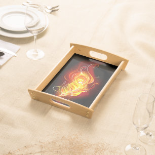 Fire Peacock Feather Serving Tray