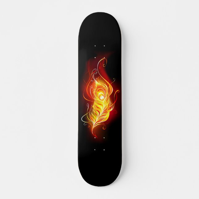Fire Peacock Feather Skateboard (Front)