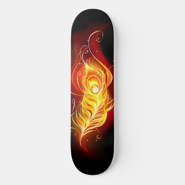 Fire Peacock Feather Skateboard (Front)