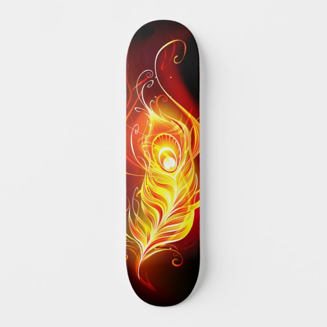 Fire Peacock Feather Skateboard (Front)