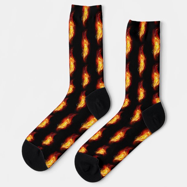 Fire Peacock Feather Socks (Left)