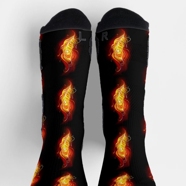 Fire Peacock Feather Socks (Top)