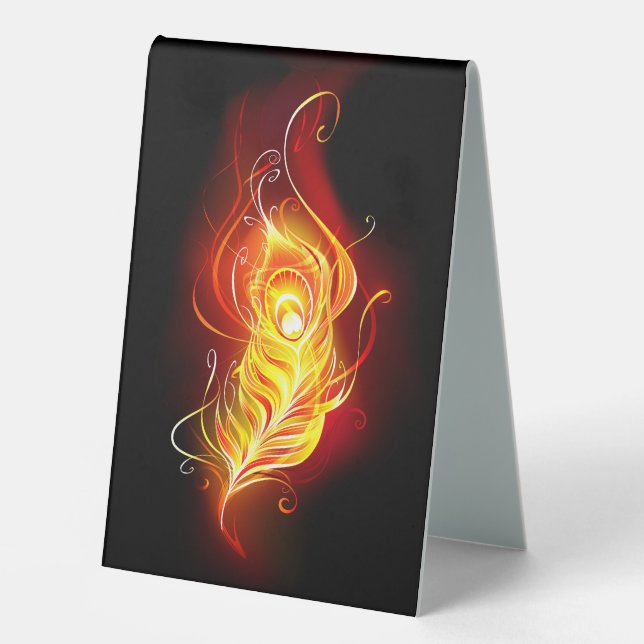Fire Peacock Feather Table Tent (Front)