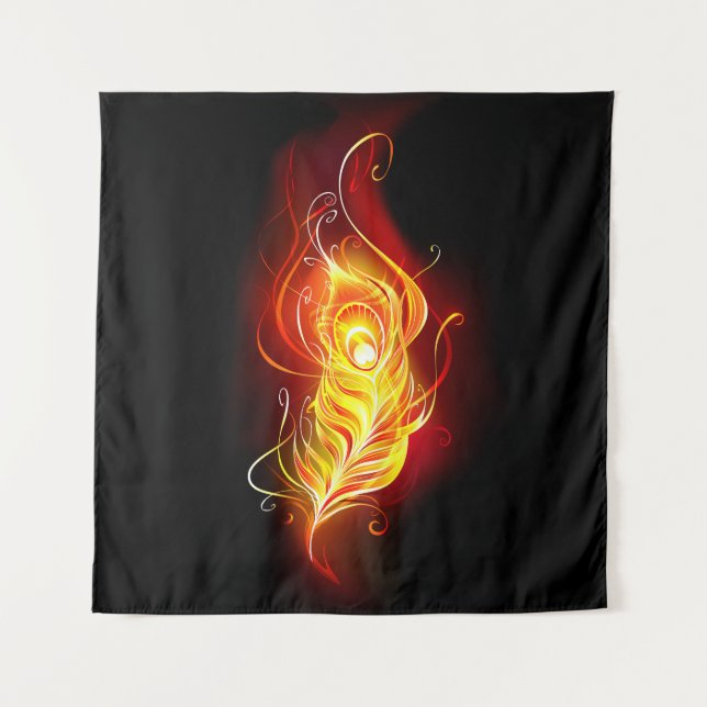 Fire Peacock Feather Tapestry (Front)