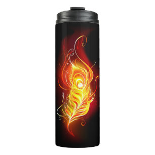 Fire Peacock Feather Thermal Tumbler