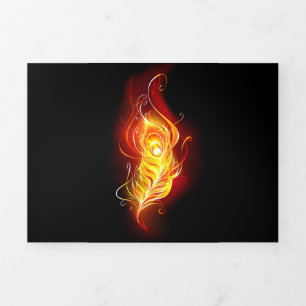 Fire Peacock Feather Tri-Fold Announcement