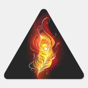 Fire Peacock Feather Triangle Sticker