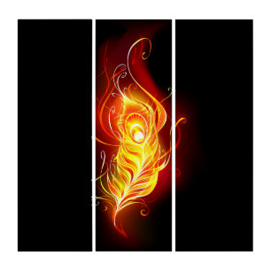 Fire Peacock Feather Triptych