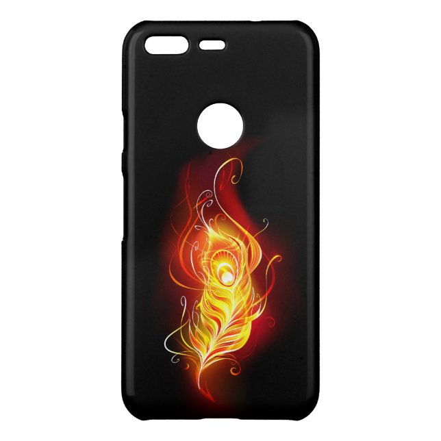 Fire Peacock Feather Uncommon Google Pixel Case (Back)