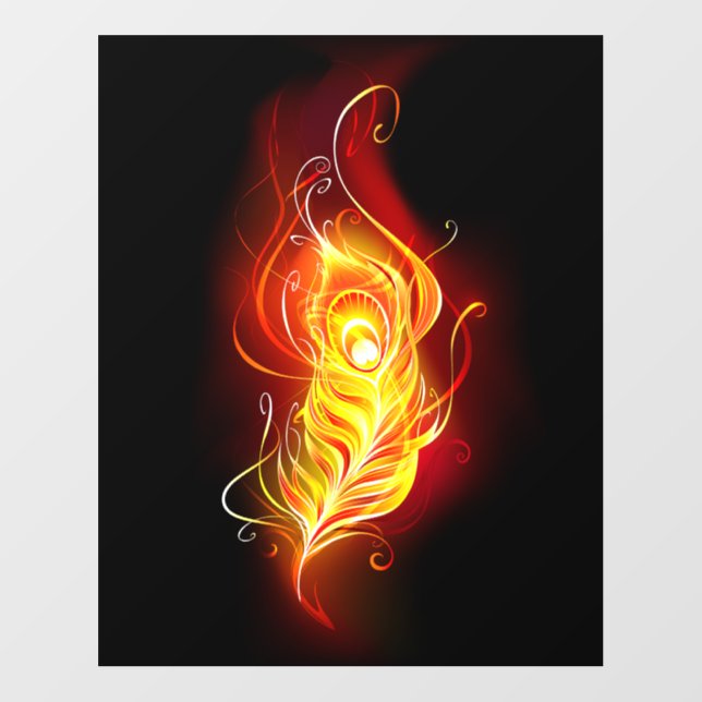 Fire Peacock Feather Wall Decal (Front)