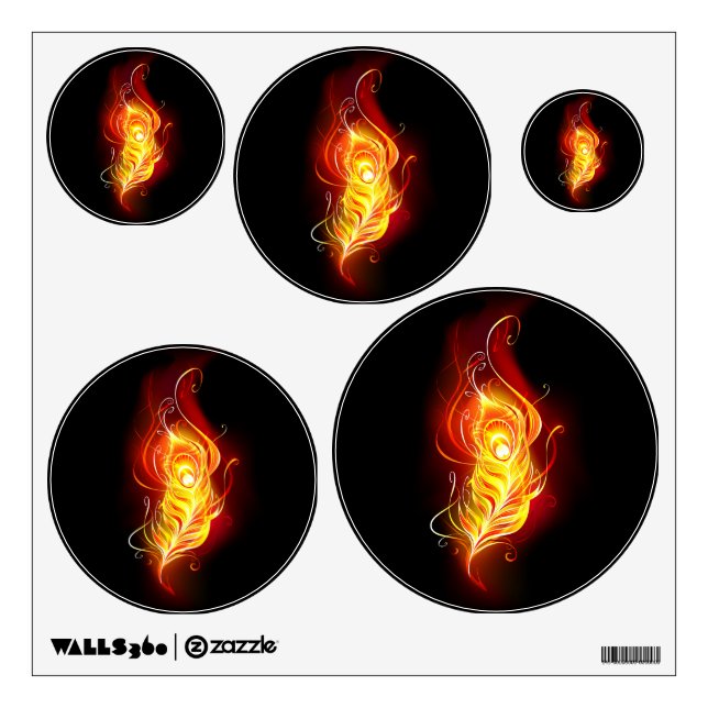 Fire Peacock Feather Wall Decal (Front)