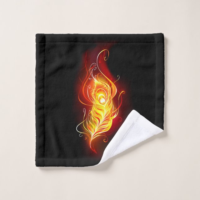 Fire Peacock Feather Wash Cloth (Wash Cloth)
