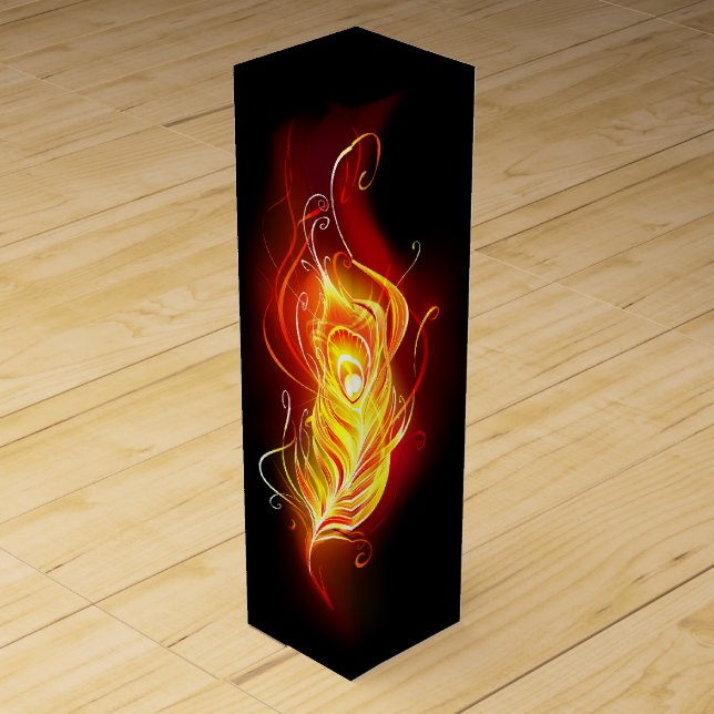 Fire Peacock Feather Wine Box (Front)