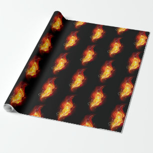 Fire Peacock Feather Wrapping Paper