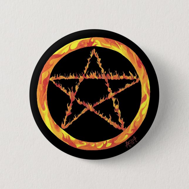 Fire Pentacle Pinback Button (Front)