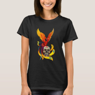 Fire Phoenix And Day Of The Dead Sugar Skull T-Shirt