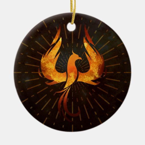 Fire Phoenix Bird Ceramic Ornament